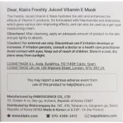 Dear Klairs Freshly Juiced Masca de Fata cu Vitamina E - Hidratare Intensa si Protectie UV, 90 ml