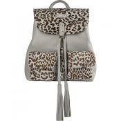 Grey Animal Print Limited Edition Leather Backpack