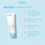 EUBOS Haut Ruhe Cleansing Gel Skin and Hair, 125 ml - gel de dus potrivit pentru pielea sensibila a bebelusilor si copiilor, formulat cu aloe vera si minerale marine, care contribuie la calmarea pielii si la mentinerea functiei de bariera cutanata