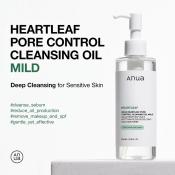 ANUA Heartleaf Pore Control Cleansing Oil Mild, , 200 ml - ulei de curatare formulata cu extract de heartleaf si vitamina E, care contribuie la indepartarea machiajului, a SPF-ului si a impuritatilor si la metinerea confortului pielii dupa utilizare