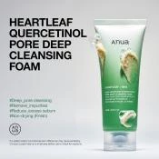 ANUA Heartleaf Quercetinol Pore Deep Cleasning Foam Spuma de curatare profunda pentru pori - Curatare delicata si hidratare cu extract calmant Heartleaf si Quercetinol, 150 ml