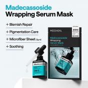 MEDIHEAL Madecassoside Wrapping Serum Mask Blemish Repair 25 ml - Masca de fata formulata cu madecassoside si niacinamida, care contribuie la calmarea pielii cu imperfectiuni, estomparea aspectului urmelor post-acnee si petelor pigmentare si la metinerea hidratarii