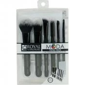 ROYAL AND LANGNICKEL MODA Set Pensule Machiaj Profesional Negru - Aplicare Precisa si Aspect Impecabil, 7 piese