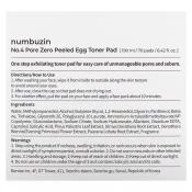 NUMBUZIN No.4 Pore Zero dischete tonice exfoliante - exfoliere blanda si reducerea porilor, 70 buc