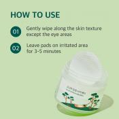 ROUND LAB Pine Calming Cica Pad, 50 buc - dischete formulate cu Centella Asiatica si PHA gluconolactona, care contribuie la exfolierea delicata si la calmarea pielii predispuse la imperfectiuni