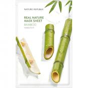 Nature Republic Real Nature Bamboo Mask Sheet – Mască de față hidratantă și calmantă cu extract de bambus, 23 g