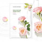 Nature Republic Real Nature Rose Mask Sheet – Mască de față revitalizantă cu extract de trandafir, 23 g