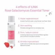 IUNIK Rose Galactomyces Toner Esential - Toner hidratant cu Apa de Trandafir si Galactomyces pentru calmare si control sebum, 200 ml