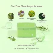 TIRTIR Tea Tree Clear Masca de fata calmanta - Anti-Acnee si Echilibrare Sebum, Revitalizare ten gras si sensibil, set 30 buc