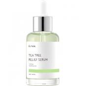 IUNIK Tea Tree Relief Serum - ser de fata formulat cu extract de apa din frunze de arbore de ceai si extract de Centella Asiatica, care contribuie la calmarea pielii sensibile si la mentinerea unui ton clar si curat al pielii - 50 ml