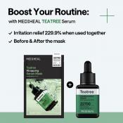 MEDIHEAL Teatree Wrapping Serum Mask Calming Hydra, 25 ml - Masca de fata formulata cu arbore de ceai si acid hialuronic, care contribuie la calmarea pielii si la metinerea hidratarii