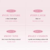 BLACK ROUGE Thin Layer Veiled Cushion - fond de ten cushion care contribuie la estomparea porilor si imperfectiunilor, cu protectie solara ridicata SPF 50+/PA++++ si acoperire construibila - 25V Butter Rum