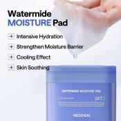 MEDIHEAL Watermide Moisture Pad - toner de fata formulat cu acid hialuronic si squalane, care contribuie la hidratarea pielii si la reducerea aspectului pielii umflate - 100 buc
