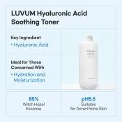 LUVUM Hyaluronic Low Ph Witch Hazel Toner de fata - Hidrateaza Intens si Calmeaza Pielea Sensibilizata, 300 ml