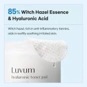LUVUM Hyaluronic Witch Hazel Toner Pad - Dischete Tonice pentru Hidratare si Calmare, 60 buc