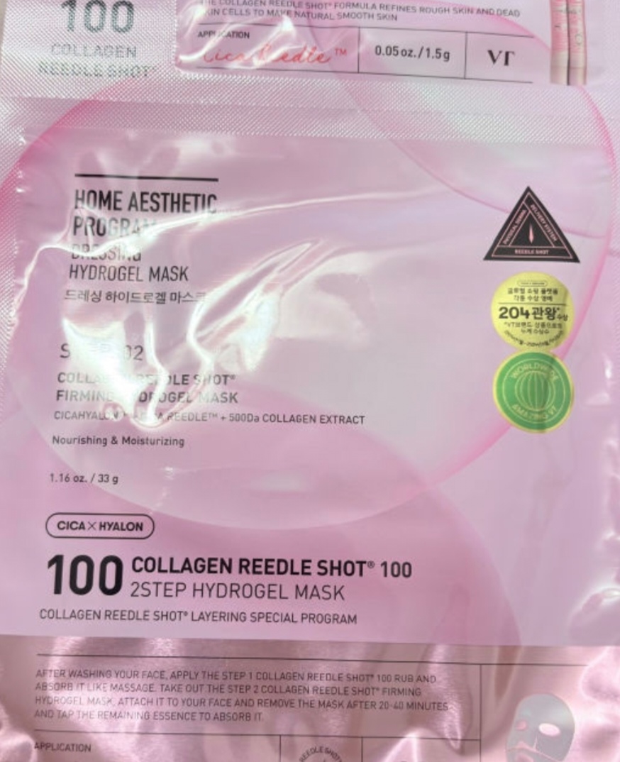 VT COSMETICS Collagen Reedle Shot 100 2 step Sheet Mask Masca de fata 1.5 gr +25 gr